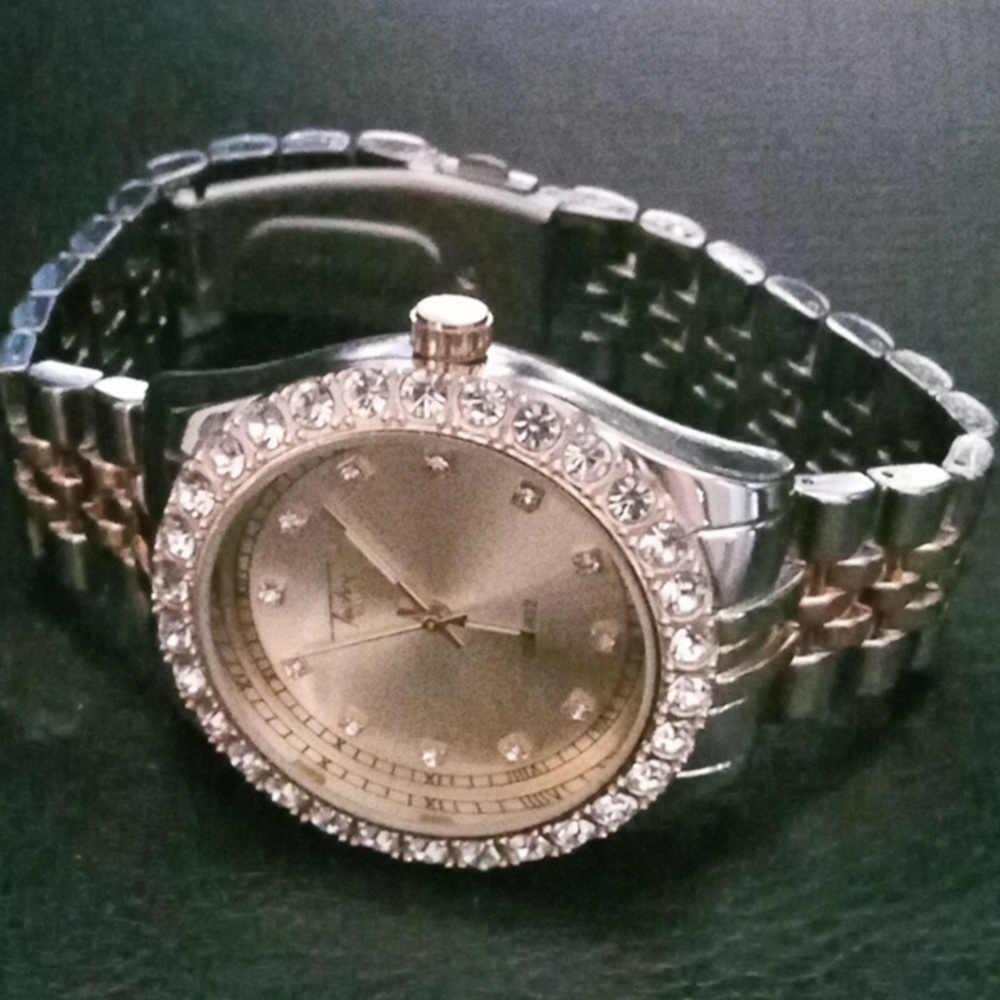 Techno Pave Watch Silver & Gold tone